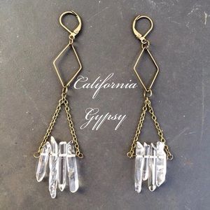 Bohemian hippie gypsy Festival bronze raw crystal